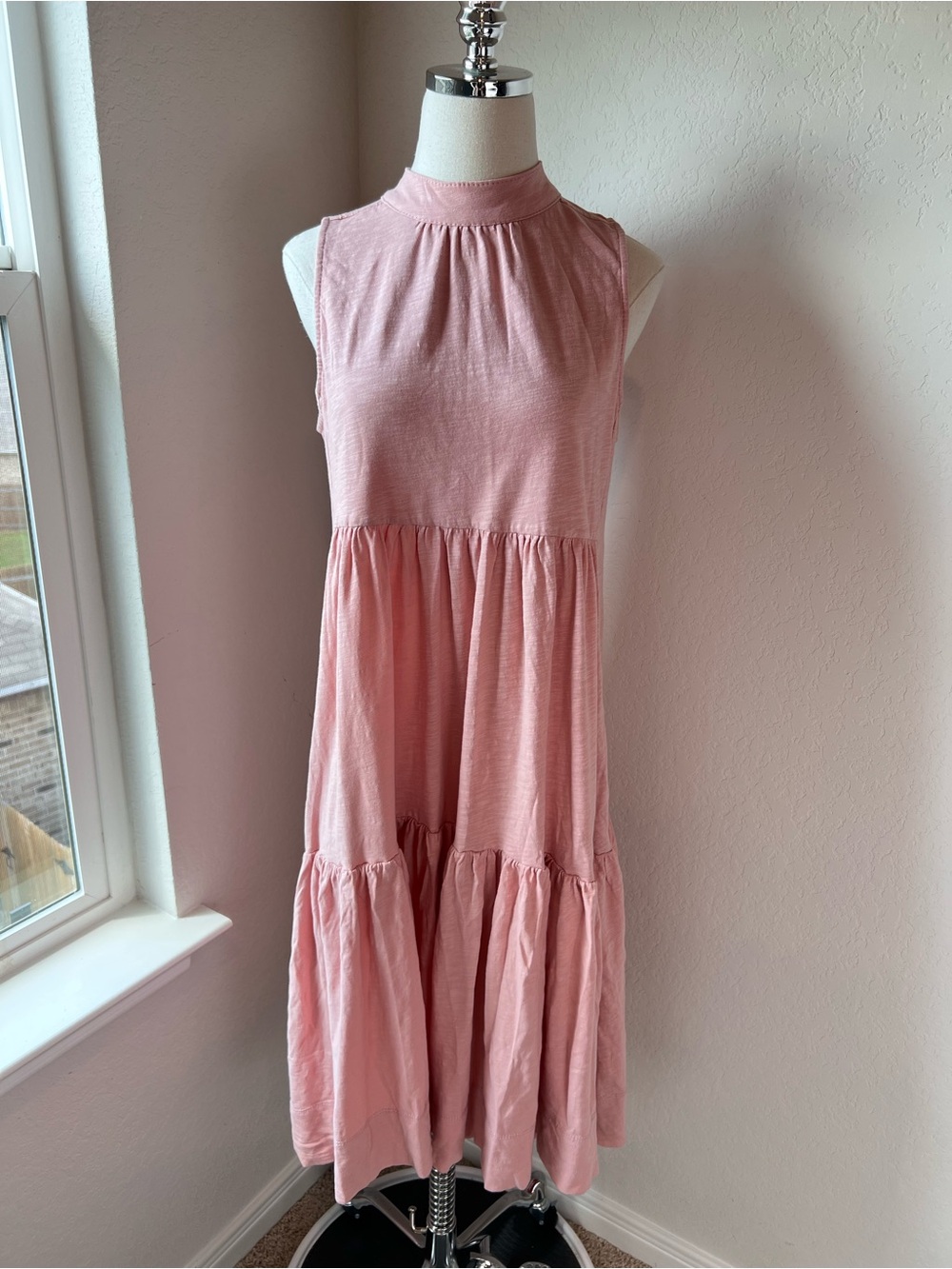 Me+Em Sleeveless Pink Tiered Below The Knee Dress size 10 US cotton